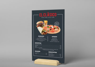 Menu du restaurant El Classico